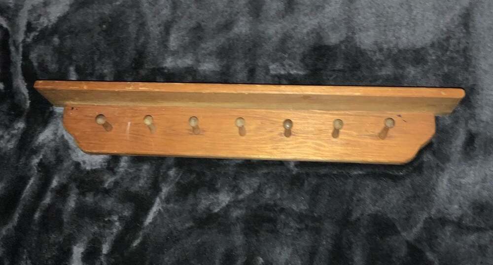 Vintage Wooden Wall Mounted Rack with Pegs